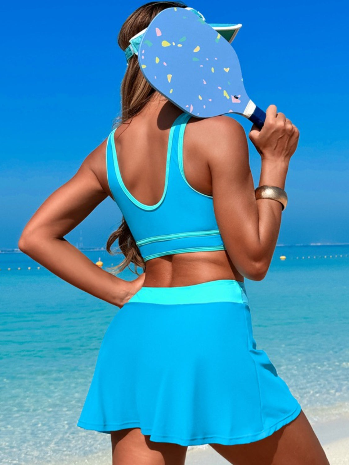 Scoop Neck Top And Skort Swim Set - Stylish and Trendy Women's Fashion from Chic Yana's Fashion