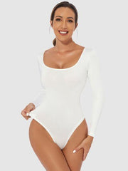 Full Size Scoop Neck Long Sleeve Bodysuit - Chic Yana's Fashion