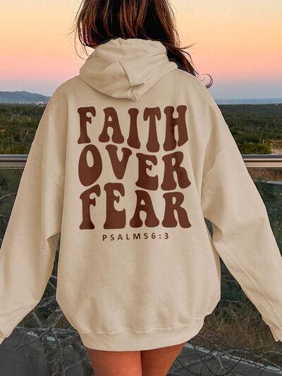 Faith Over Fear Dropped Shoulder Hoodie - Chic Yana's Fashion