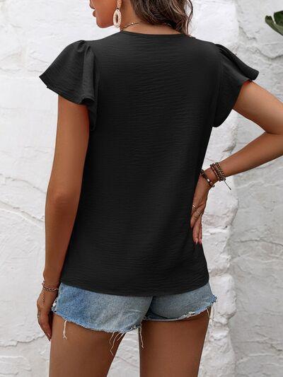 Mandy Round Neck Cap Sleeve T Shirt - Chic Yana's Fashion