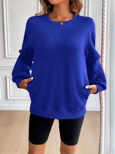 Ivy Lane Round Neck Long Sleeve Sweatshirt - Chic Yana's Fashion