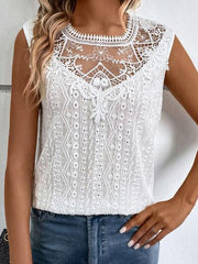 Lace Eyelet Sleeveless Top - Chic Yana's Fashion