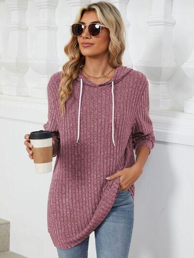 Drawstring Long Sleeve Hoodie - Chic Yana's Fashion