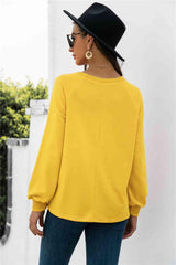 Round Neck Raglan Sleeve Sweatshirt - Chic Yana's Fashion