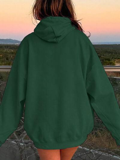 Drawstring Dropped Shoulder Hoodie - Chic Yana's Fashion