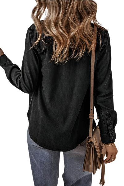 Button Up Long Sleeve Denim Jacket - Chic Yana's Fashion