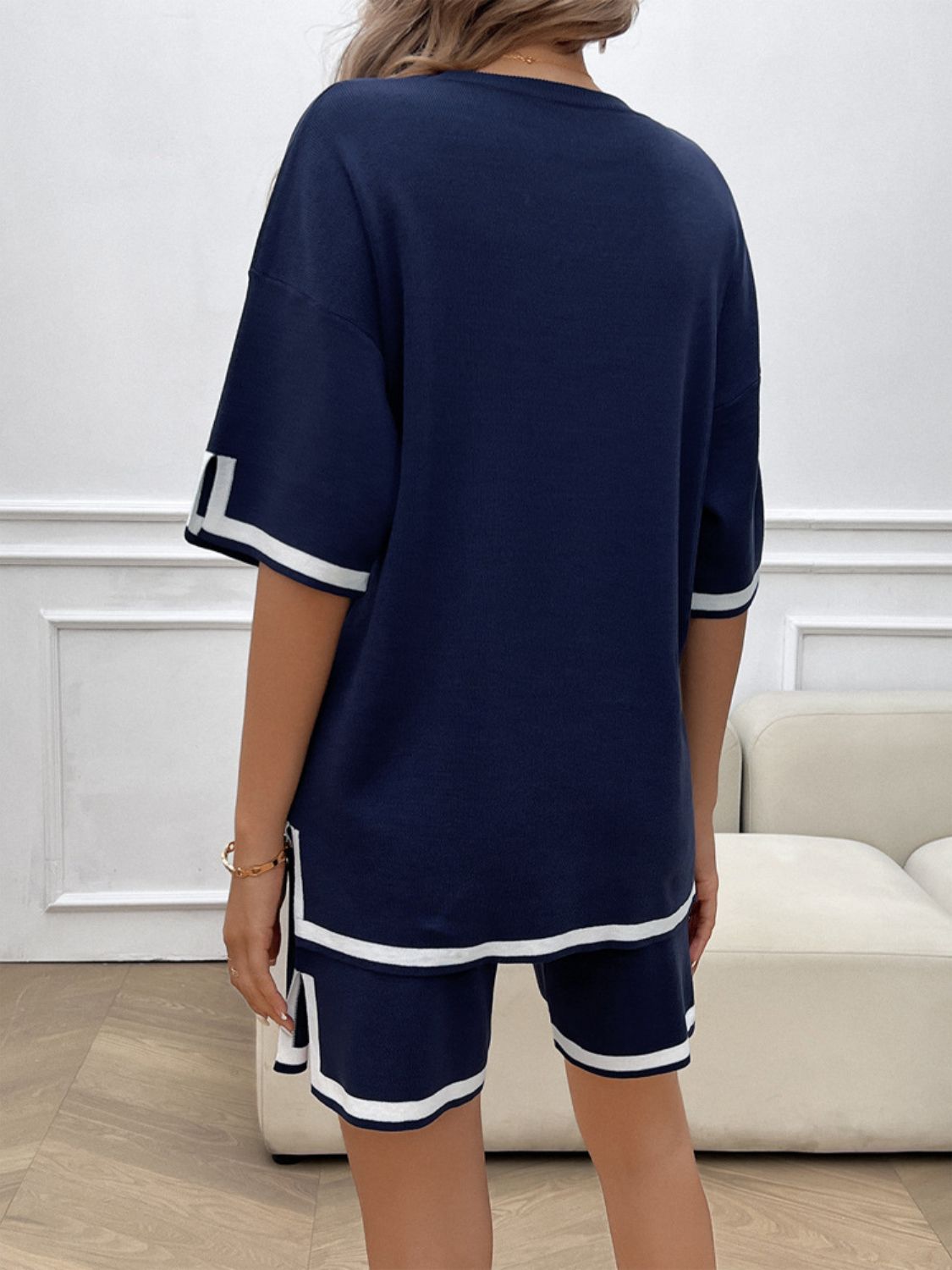 Devine Contrast Trim Round Neck Top and Shorts Set – Chic Yana’s Fashion
