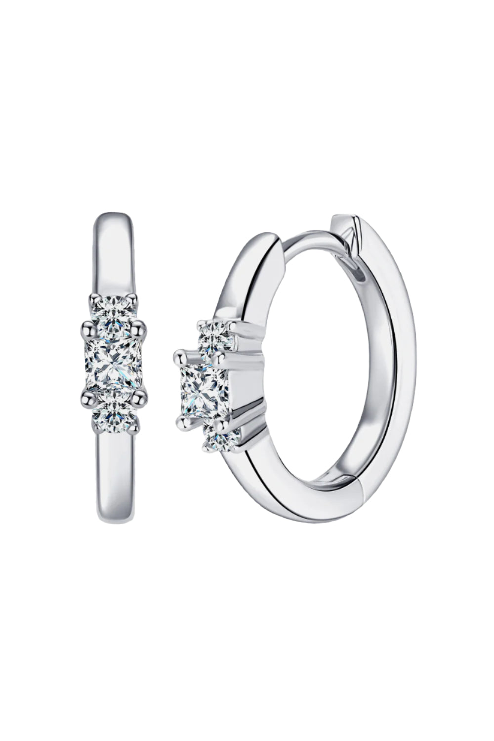 Moissanite 925 Sterling Silver Huggie Earrings - Fashion Jewelry by Chic Yana's Fashion