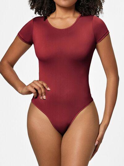 Full Size Round Neck Short Sleeve Bodysuit - Chic Yana's Fashion