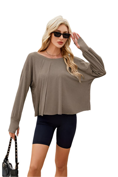 Backless Round Neck Long Sleeve T Shirt - Chic Yana's Fashion