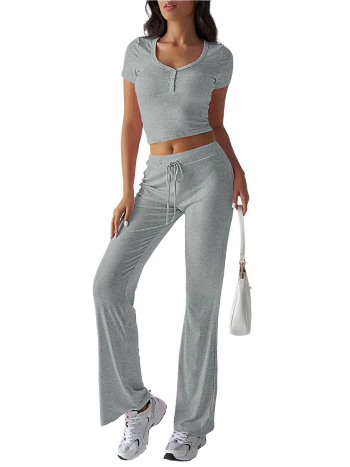 Devine Short Sleeve Top and Drawstring Pants Set - Shop Now at Chic Yana's Fashion