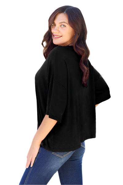 Basic Bae Bamboo Full Size Round Neck Drop Shoulder T Shirt - Chic Yana's Fashion