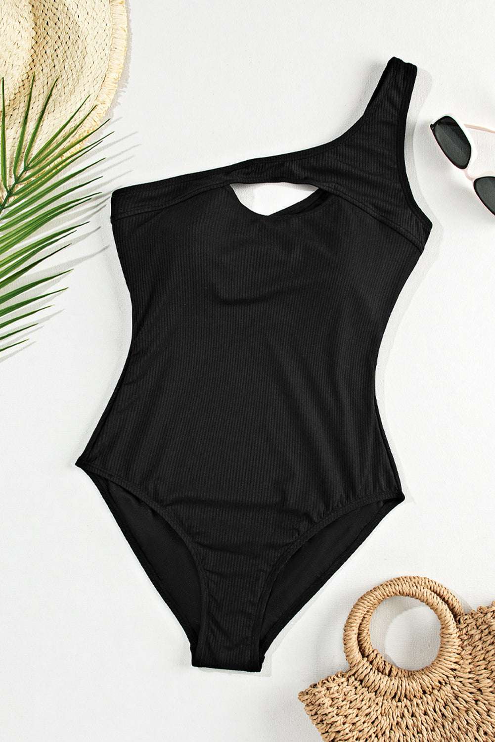 Cutout One Shoulder Sleeveless One Piece Swimwear - Stylish and Trendy Women's Fashion from Chic Yana's Fashion