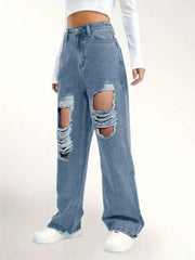 Buy Distressed Wide Leg Jeans Online - Stylish & Comfortable | Chic Yana's Fashion