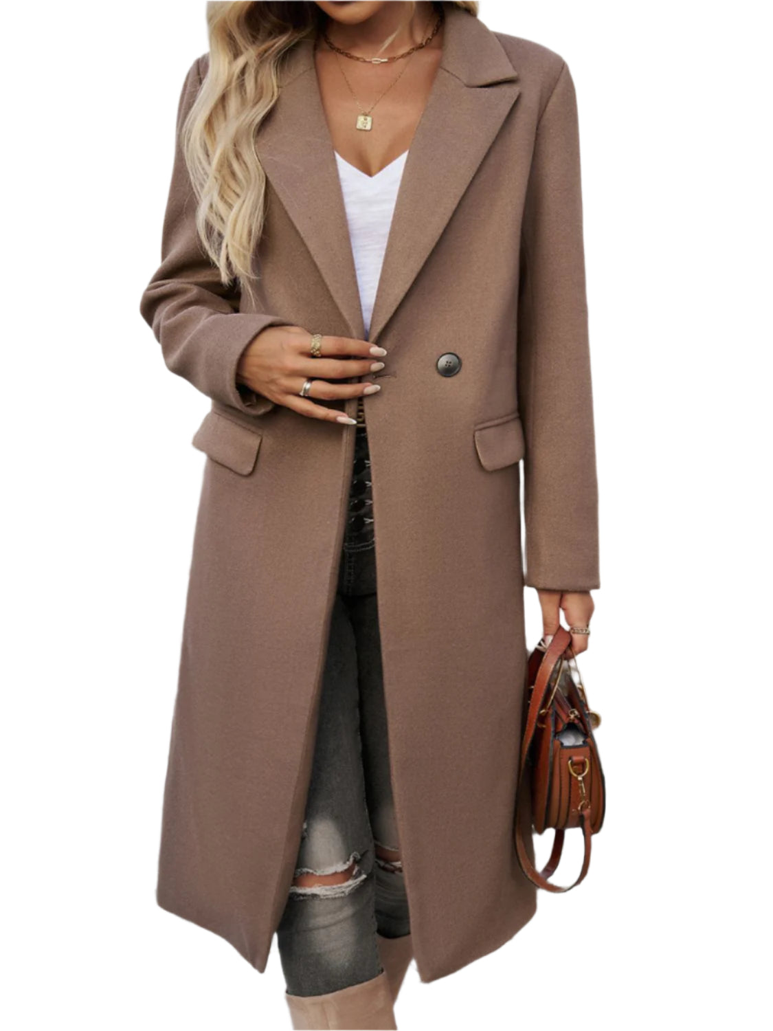 Devine Pocketed Collared Neck Long Sleeve Coat - Chic Yana’s Fashion