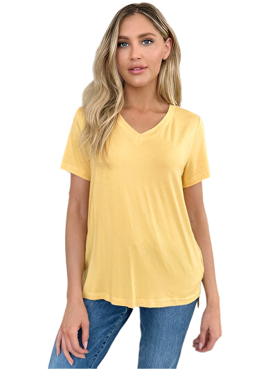 Basic Bae Bamboo Full Size V Neck High Low T Shirt - Chic Yana's Fashion