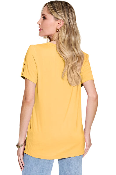 Basic Bae Bamboo Full Size V Neck High Low T Shirt - Chic Yana's Fashion