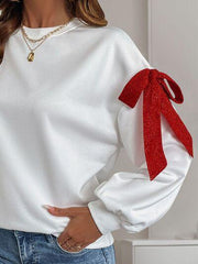 Perfee Bow Round Neck Long Sleeve Sweatshirt - Chic Yana's Fashion