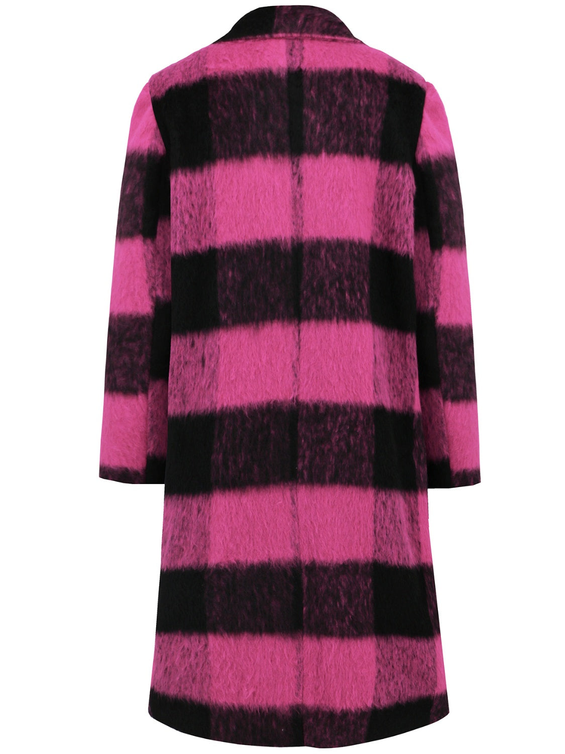 Plaid Double-Breasted Long Sleeve Coat - Chic Yana’s Fashion