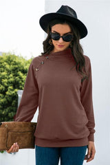 Decorative Button Long Sleeve Sweatshirt - Chic Yana's Fashion