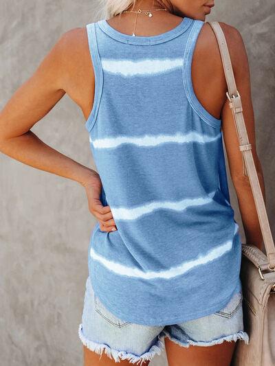 Full Size Tie Dye Round Neck Tank - Chic Yana's Fashion