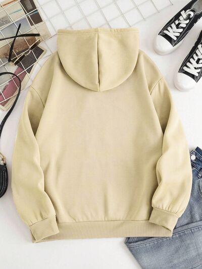 Drawstring Dropped Shoulder Hoodie - Chic Yana's Fashion