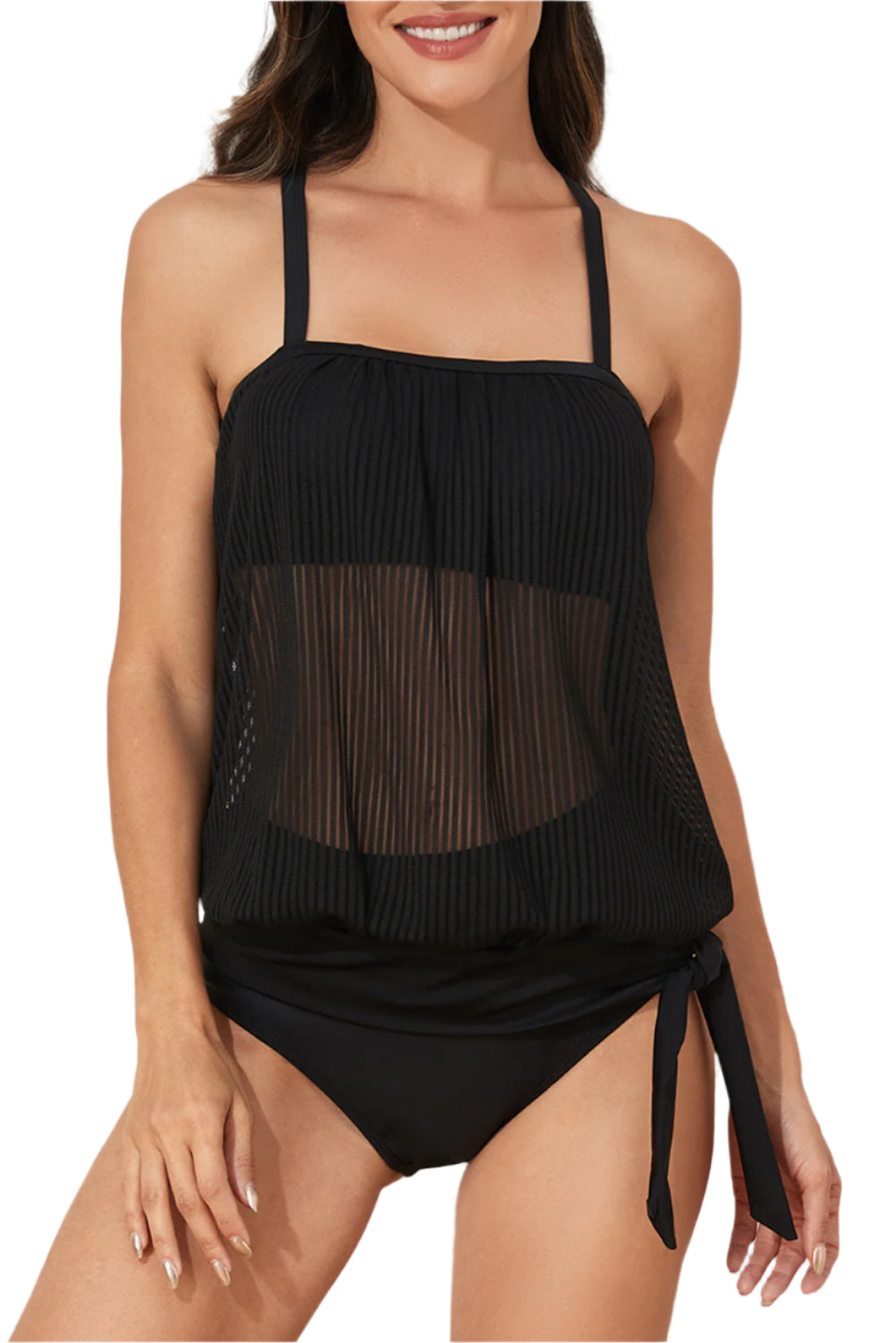Square Neck Spaghetti Strap Tankini Set - Stylish and Trendy Women's Fashion from Chic Yana's Fashion