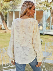 V Neck Long Sleeve Blouse - Chic Yana's Fashion