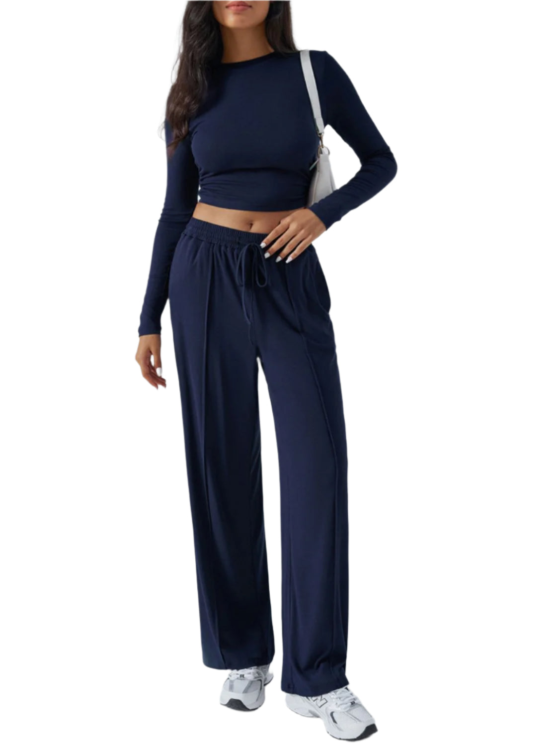 Devine Round Neck Long Sleeve Top and Pants Set - Shop Now at Chic Yana's Fashion