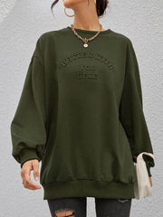 Stereoscopic Letter Round Neck Long Sleeve Sweatshirt - Chic Yana's Fashion