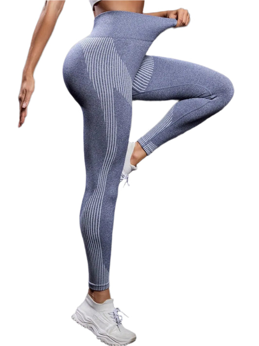 Striped High Waist Active Pants - Activewear by Chic Yana's Fashion