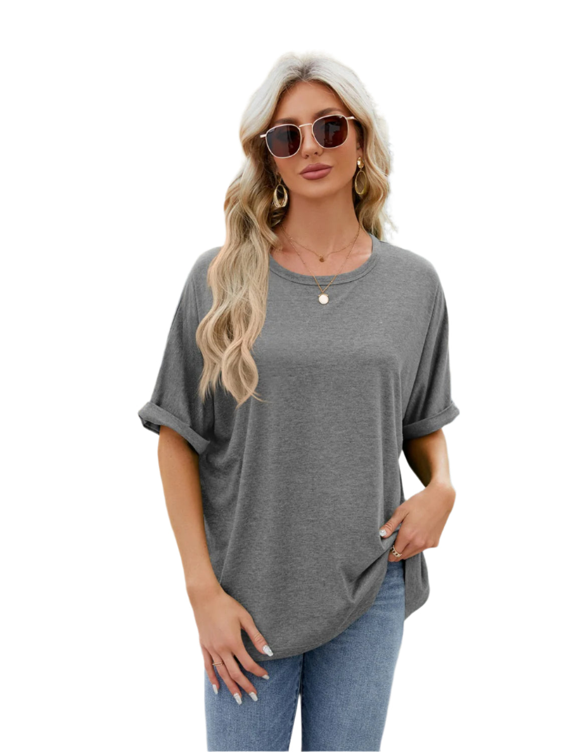 Florira Round Neck Half Sleeve T-Shirt - High-Quality Fashion | Chic Yana