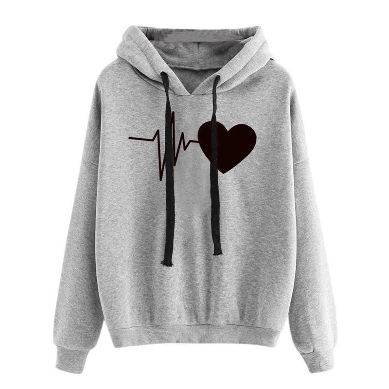 Heart Print Streetwear Hoodie for Women — Spring, Fall — Chic Yana Fashion