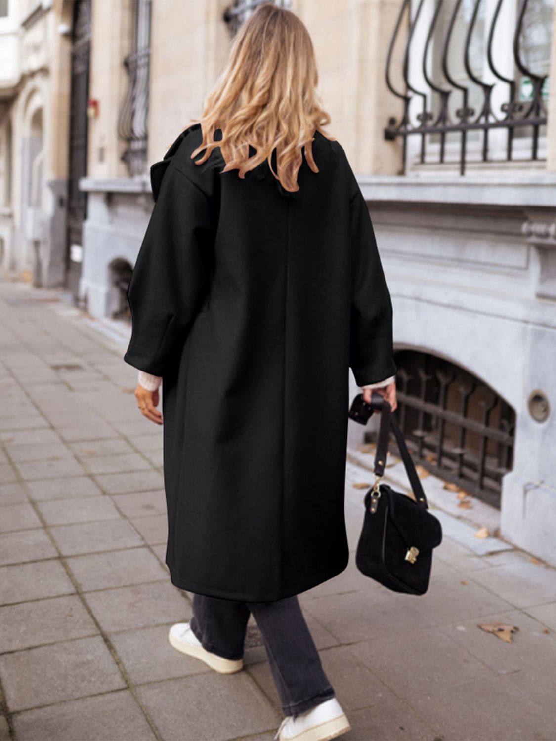 Pocketed Collared Neck Long Sleeve Coat - Chic Yana’s Fashion