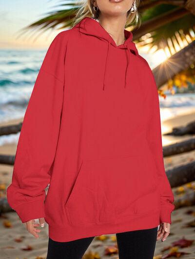 Drawstring Dropped Shoulder Hoodie - Chic Yana's Fashion