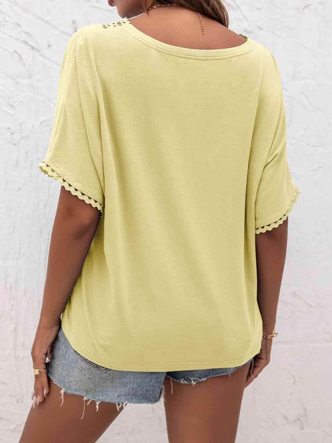 Ivy Lane V Neck Short Sleeve Blouse - Chic Yana's Fashion