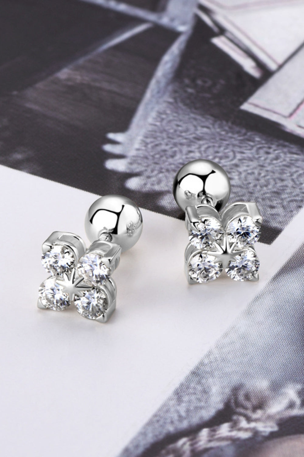 Moissanite 925 Sterling Silver Four-Leaf Clover Shape Earrings - Fashion Jewelry by Chic Yana's Fashion