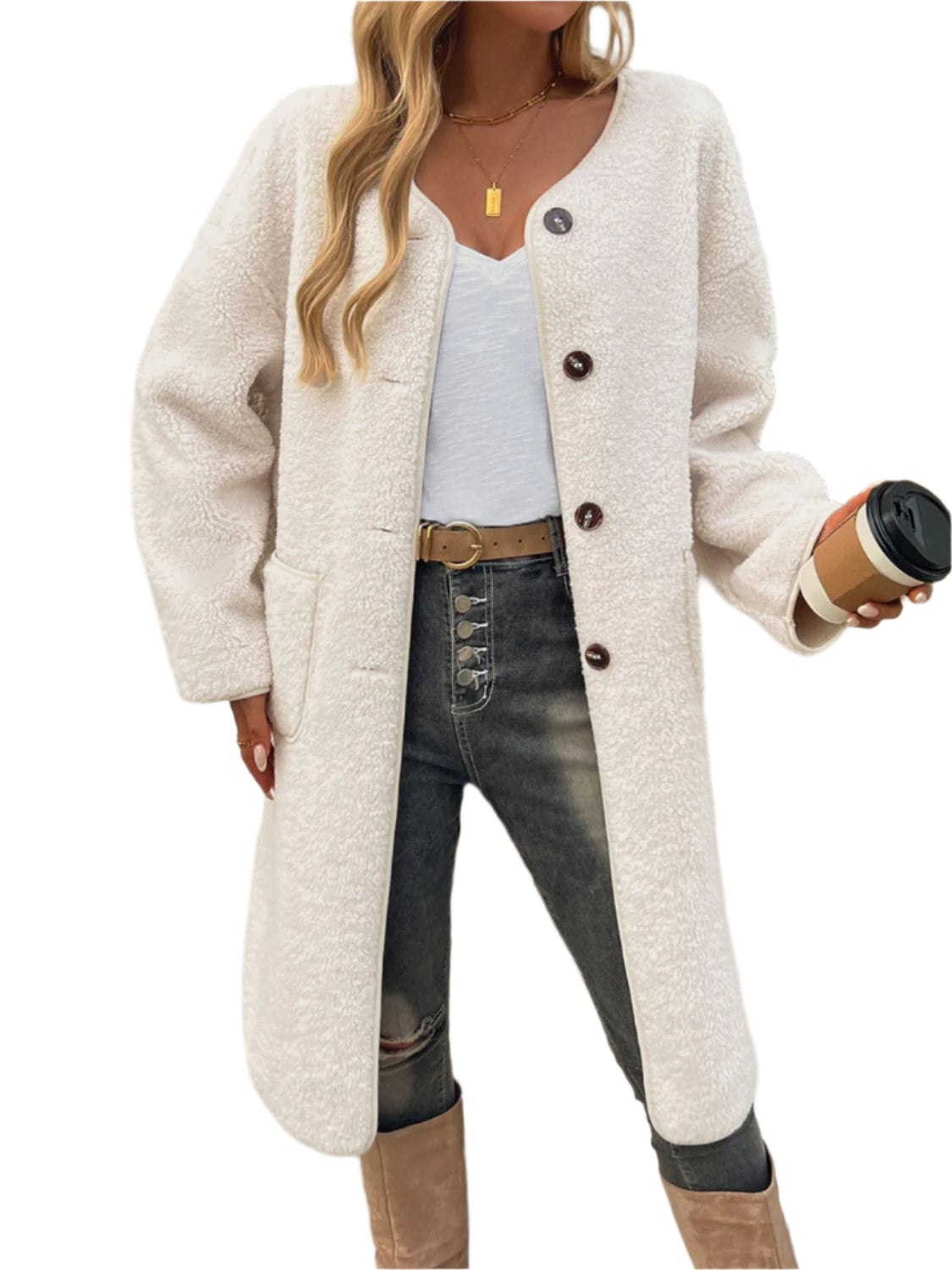 Devine Button Up Long Sleeve Coat - Chic Yana’s Fashion