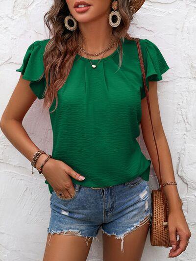 Mandy Round Neck Cap Sleeve T Shirt - Chic Yana's Fashion