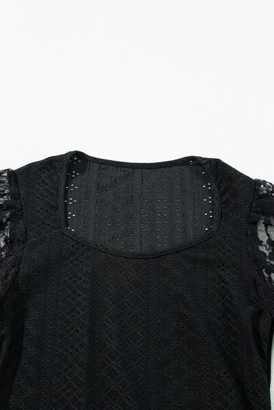 Eyelet Lace Long Sleeve Bodysuit - Chic Yana's Fashion