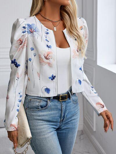 Printed Zip Up Long Sleeve Jacket 1 - Chic Yana's Fashion