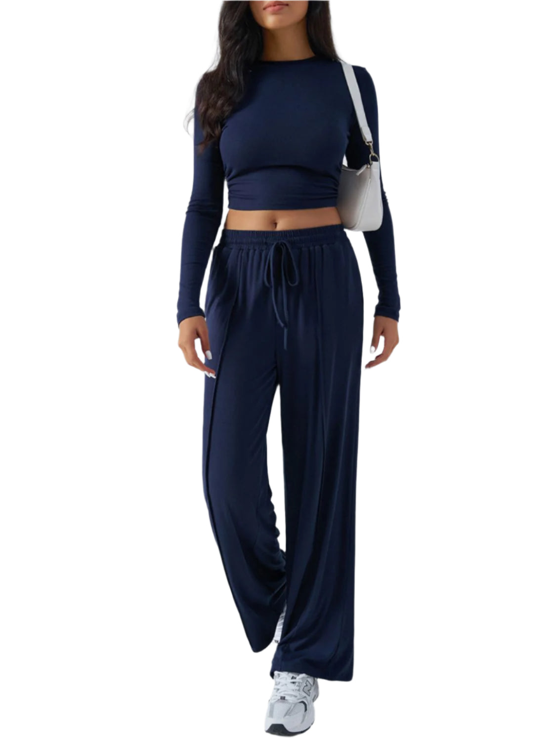 Devine Round Neck Long Sleeve Top and Pants Set - Shop Now at Chic Yana's Fashion