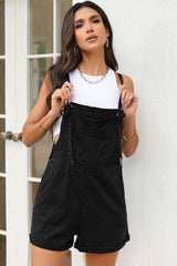 Square Neck Denim Overalls With Pockets - Chic Yana's Fashion