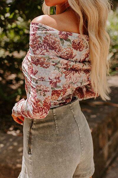 Floral Off Shoulder Long Sleeve Bodysuit - Chic Yana's Fashion