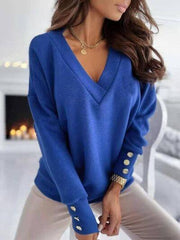 V Neck Long Sleeve Sweatshirt - Chic Yana's Fashion