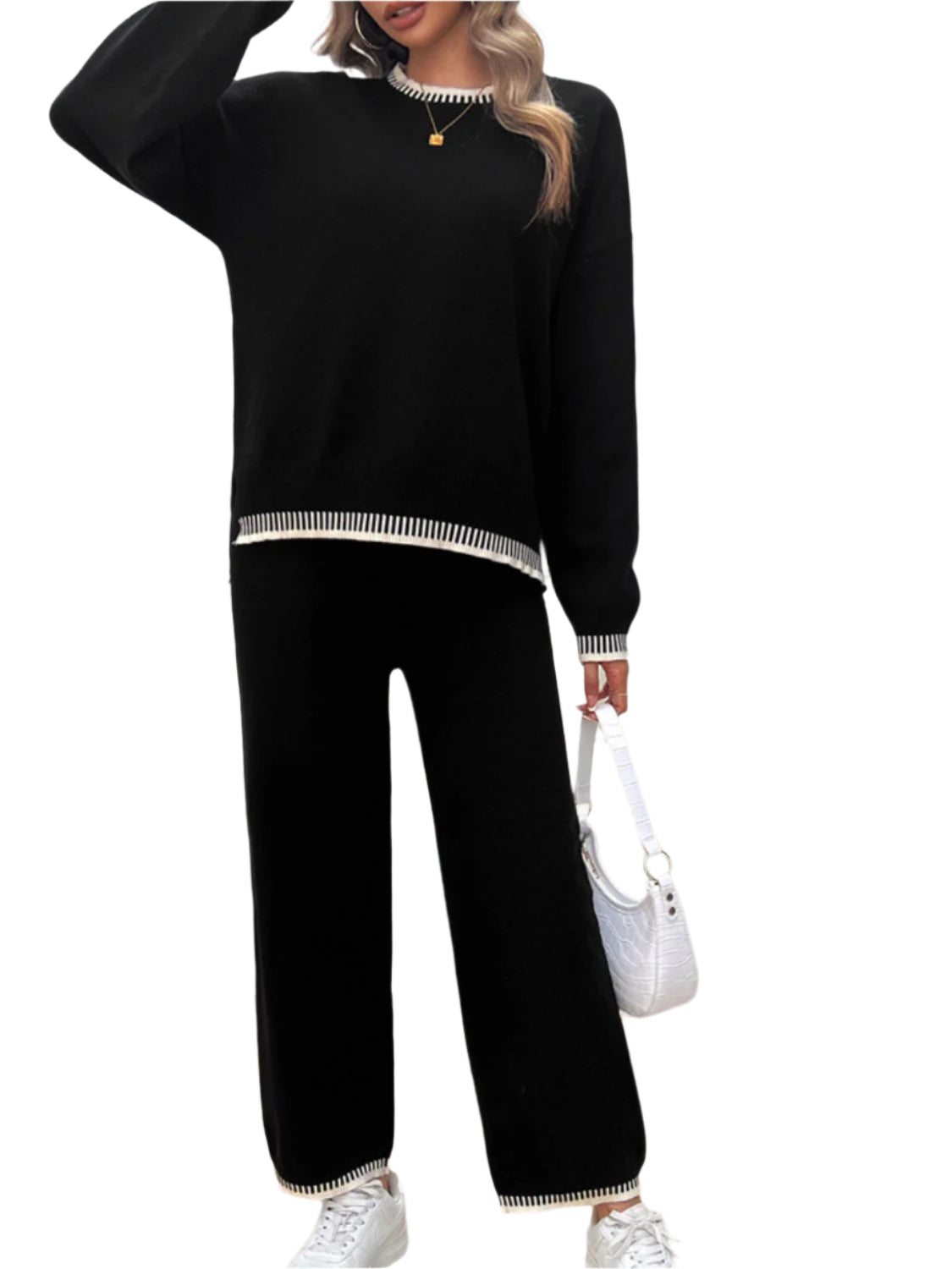 Devine Round Neck Dropped Shoulder Top and Pants Sweater Set – Chic Yana’s Fashion