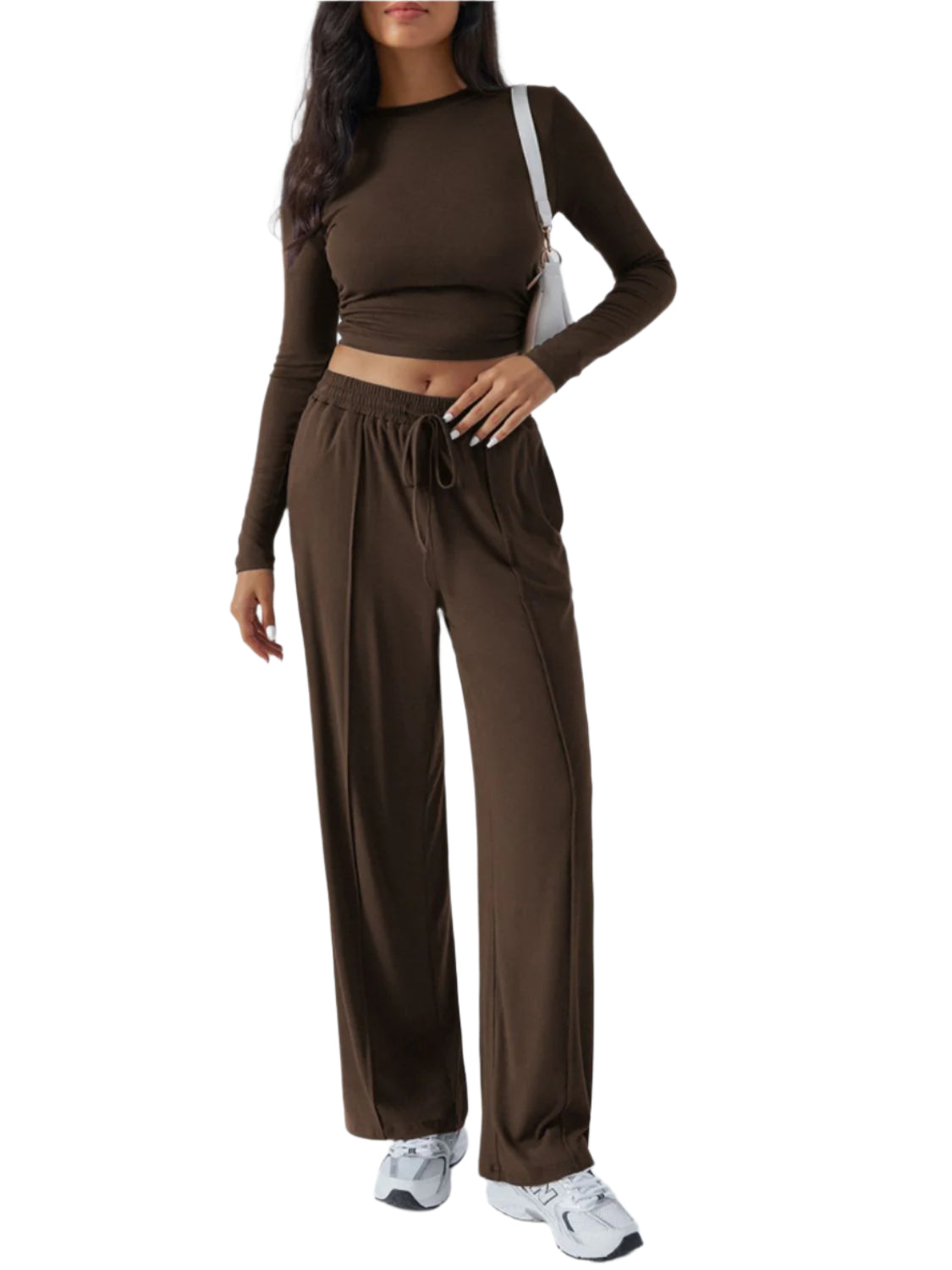 Devine Round Neck Long Sleeve Top and Pants Set - Shop Now at Chic Yana's Fashion