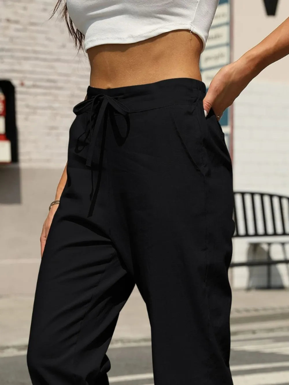 Elastic Waist Tapered Pants – stylish women's fashion from Chic Yana's Fashion