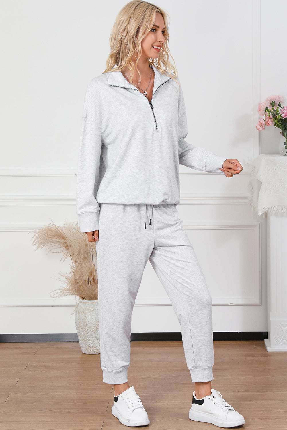 Half Zip Sweatshirt and Drawstring Sweatpants Set – Chic Yana’s Fashion