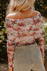 Floral Off Shoulder Long Sleeve Bodysuit - Chic Yana's Fashion